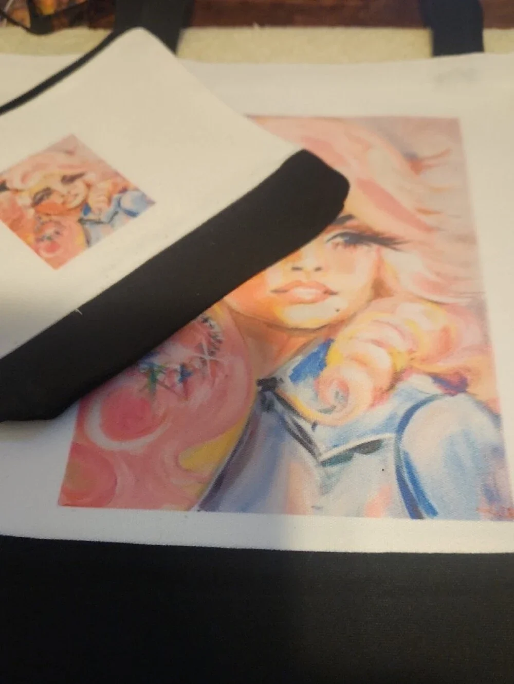 Dolly Parton Portrait Canvas Tote Bag & Make Up Tote. Double Sided